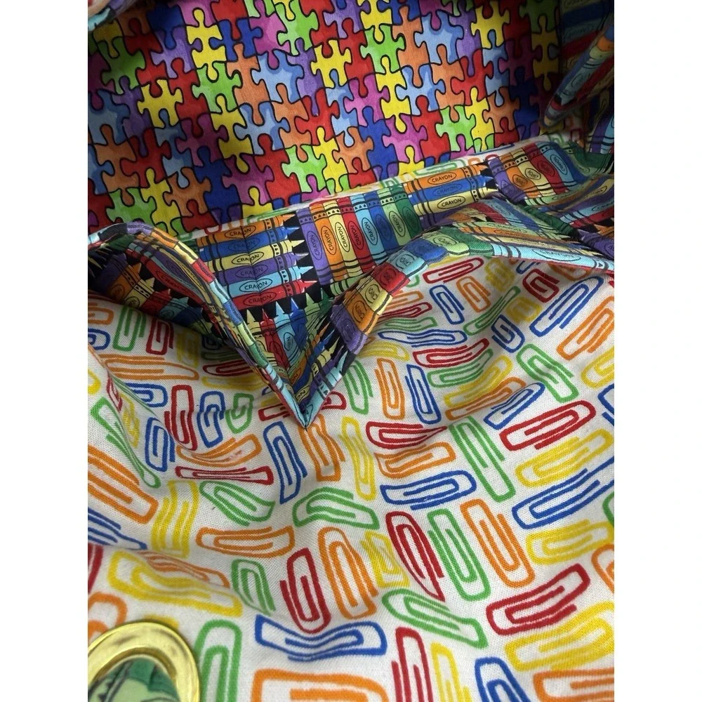 Vintage Teacher Tote Bag ABC Crayon School Theme Cotton Canvas 13.5x10.5 Exc Con - Picture 10 of 16